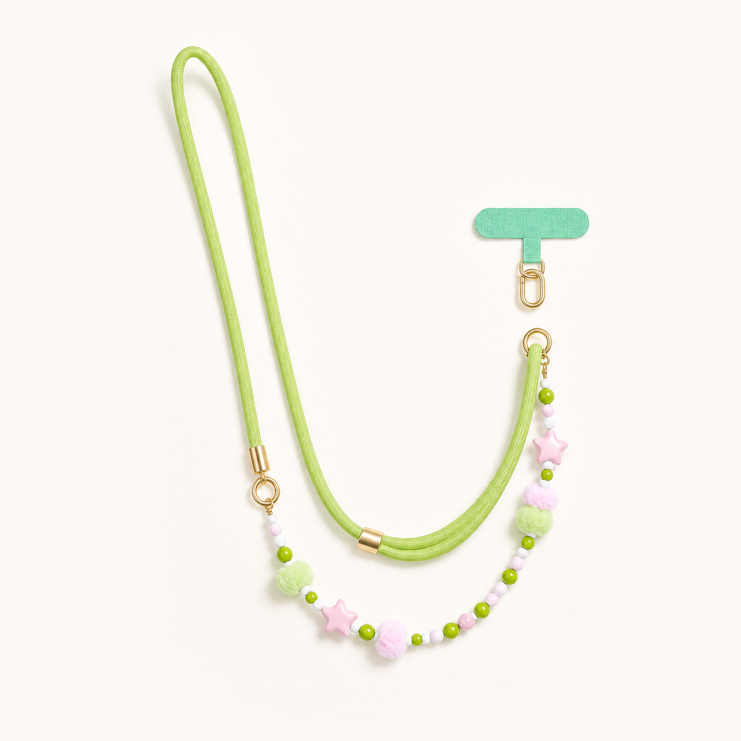 Strapella Pom Charm Crossbody Phone Strap in Matcha