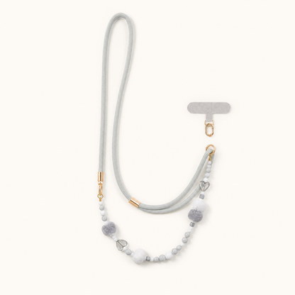 Strapella Pom Charm Crossbody Phone Strap in Cloud Grey