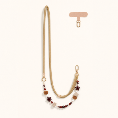 Strapella Pom Charm Crossbody Phone Strap in Oat Milk