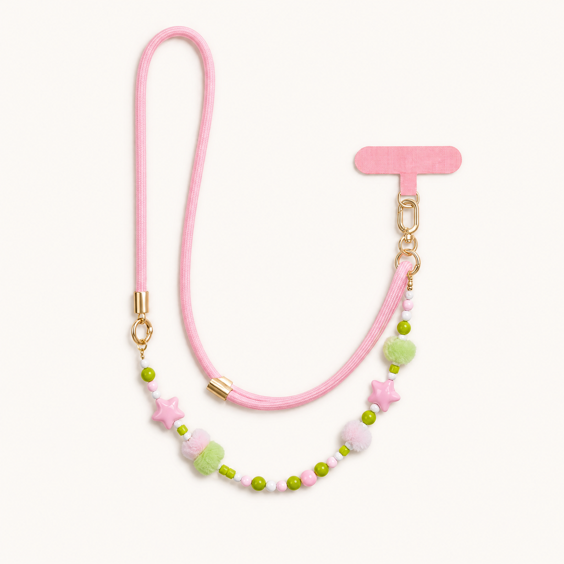 Strapella Pom Charm Crossbody Phone Strap in Blush Pink