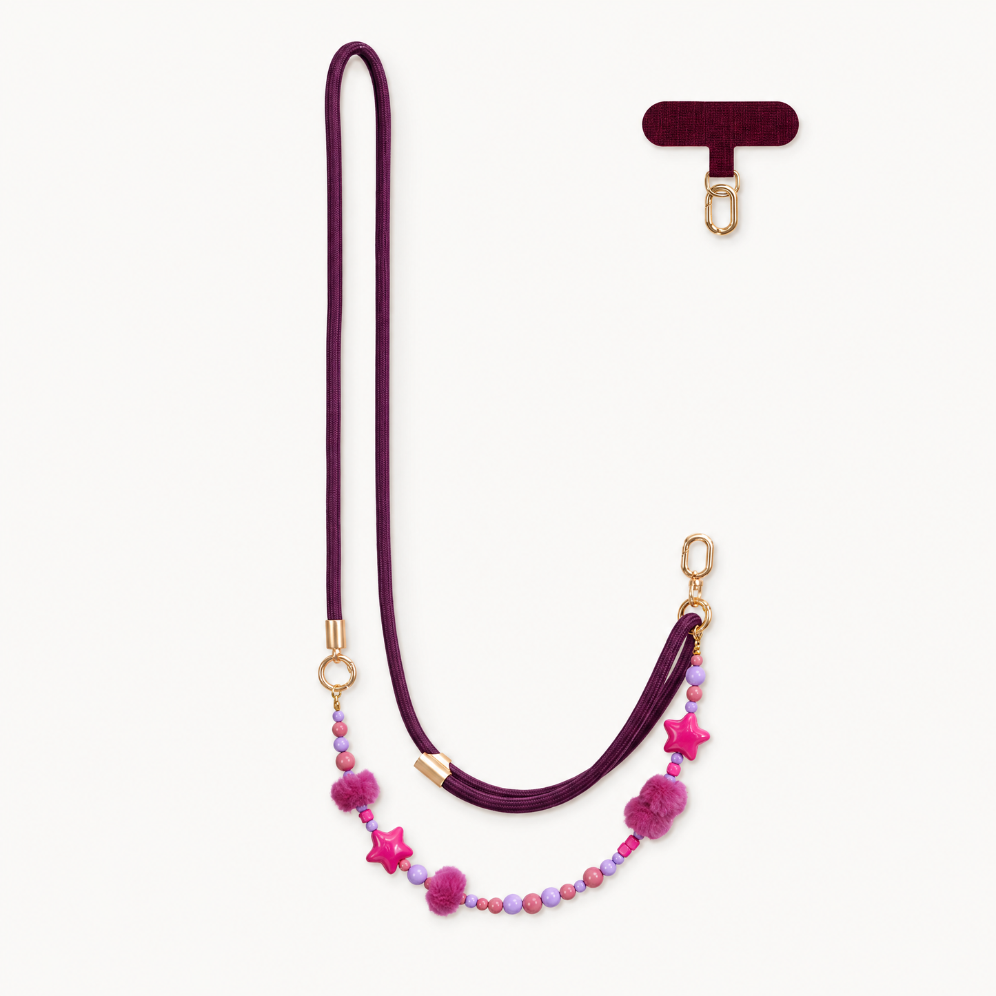 Strapella Pom Charm Crossbody Phone Strap in Plum