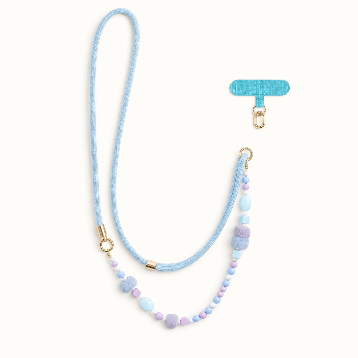 Strapella Pom Charm Crossbody Phone Strap in Sky Blue